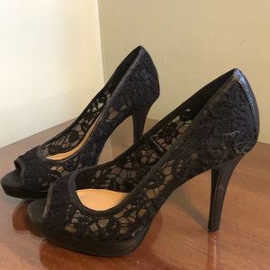 Black lace stiletto heels